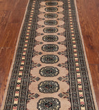 Beige Bokhara Hand-Knotted Wool Runner Rug - 2' 0" X 6' 4"