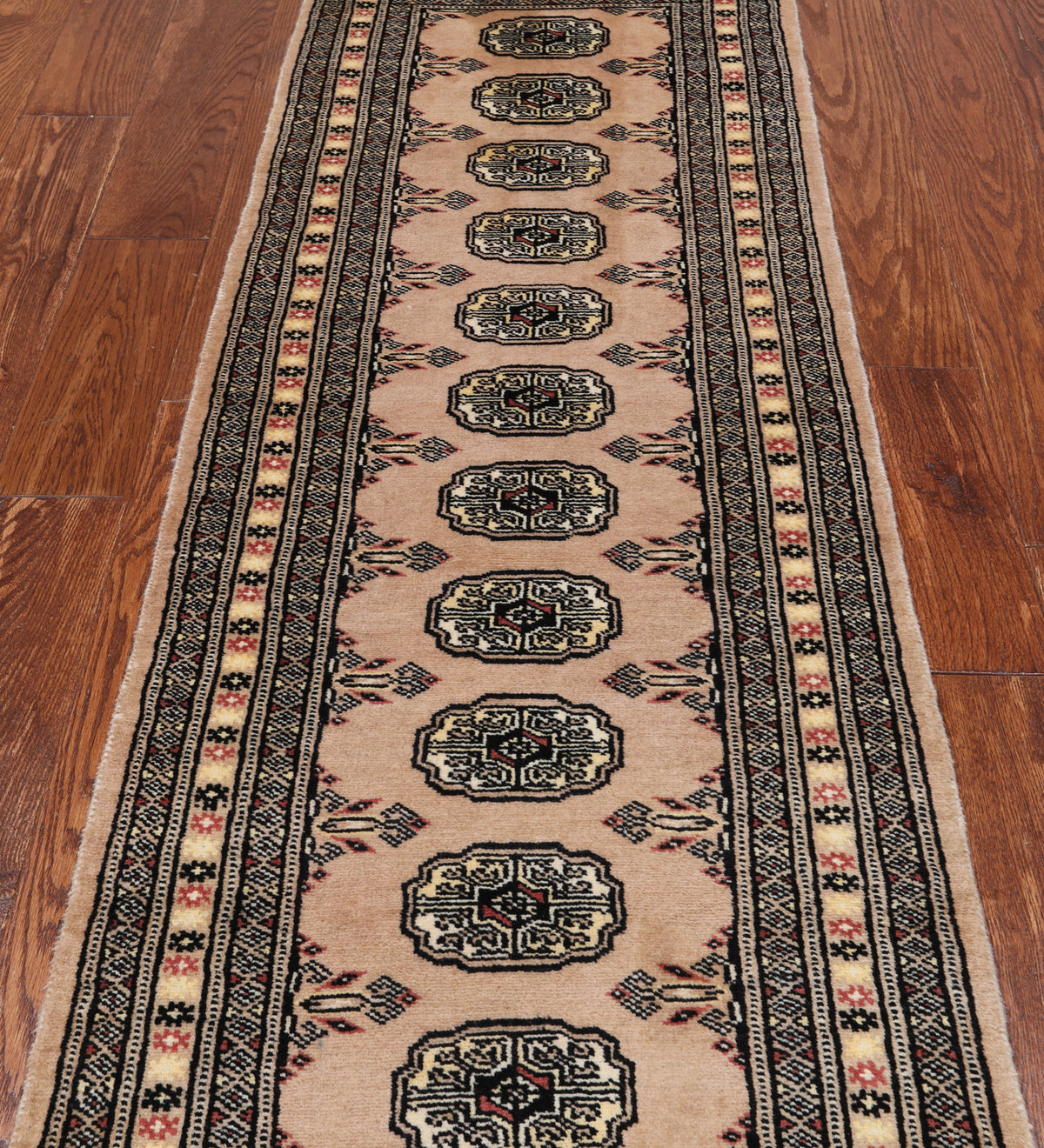 Beige Bokhara Hand-Knotted Wool Runner Rug - 2' 0" X 6' 4"
