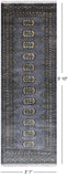 Grey Bokhara Hand Knotted Wool Runner Rug - 2' 1" X 5' 10"