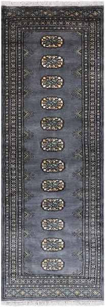 Grey Bokhara Hand Knotted Wool Runner Rug - 2' 1" X 5' 10"