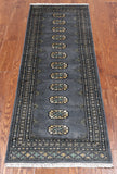 Grey Bokhara Hand Knotted Wool Runner Rug - 2' 1" X 5' 10"