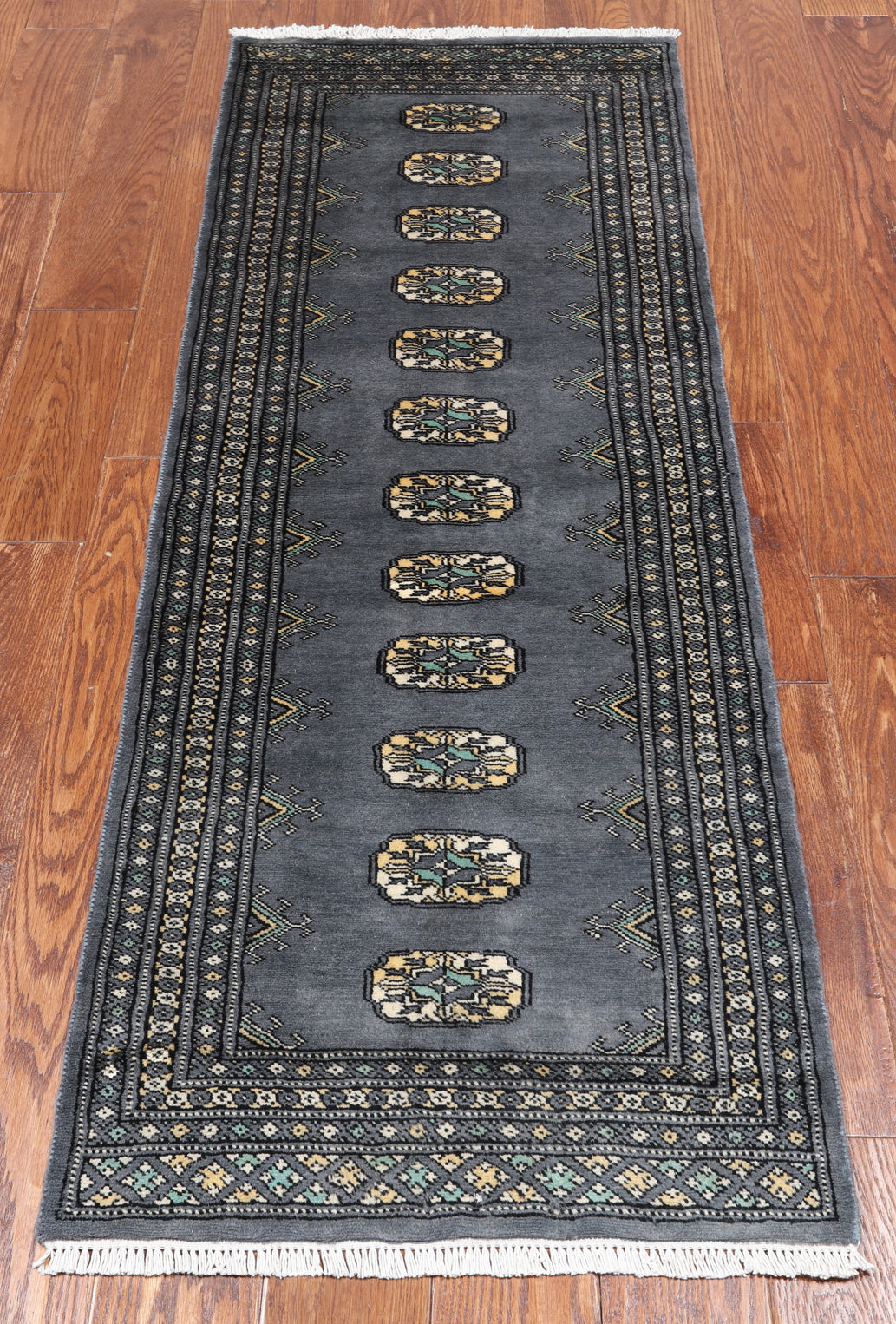 Grey Bokhara Hand Knotted Wool Runner Rug - 2' 1" X 5' 10"