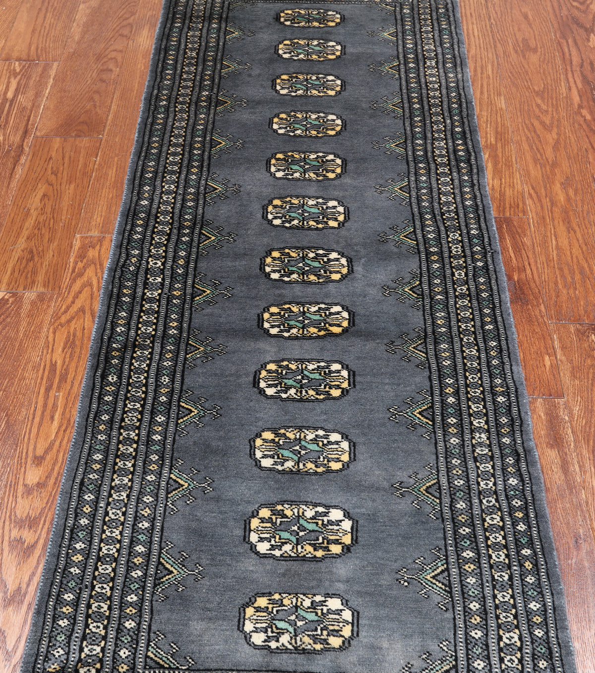 Grey Bokhara Hand Knotted Wool Runner Rug - 2' 1" X 5' 10"