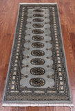 Grey Bokhara Hand Knotted Wool Runner Rug - 2' 1" X 5' 5"
