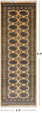 Gold Signed Bokhara Handmade Wool Runner Rug - 2' 3" X 6' 6"