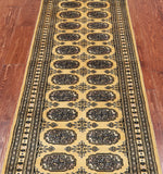 Gold Signed Bokhara Handmade Wool Runner Rug - 2' 3" X 6' 6"