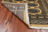 Gold Signed Bokhara Handmade Wool Runner Rug - 2' 3" X 6' 6"
