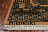 Gold Signed Bokhara Handmade Wool Runner Rug - 2' 3" X 6' 6"