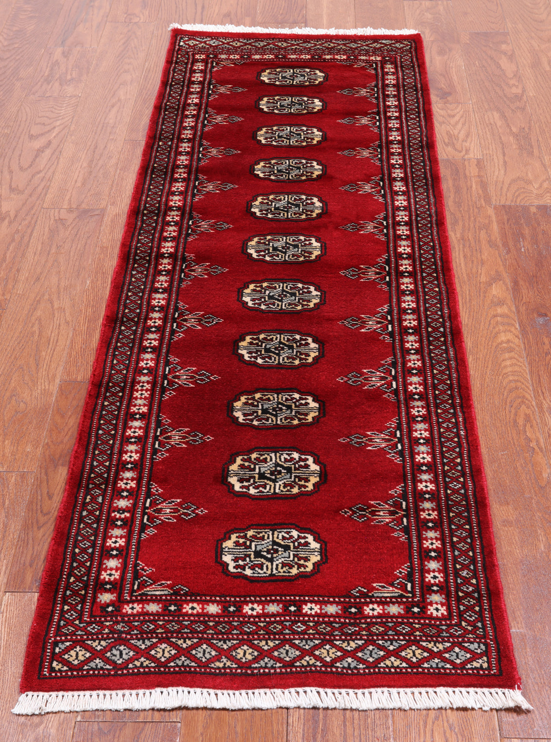 Red Bokhara Handmade Wool Runner Rug - 2' 0" X 6' 0"