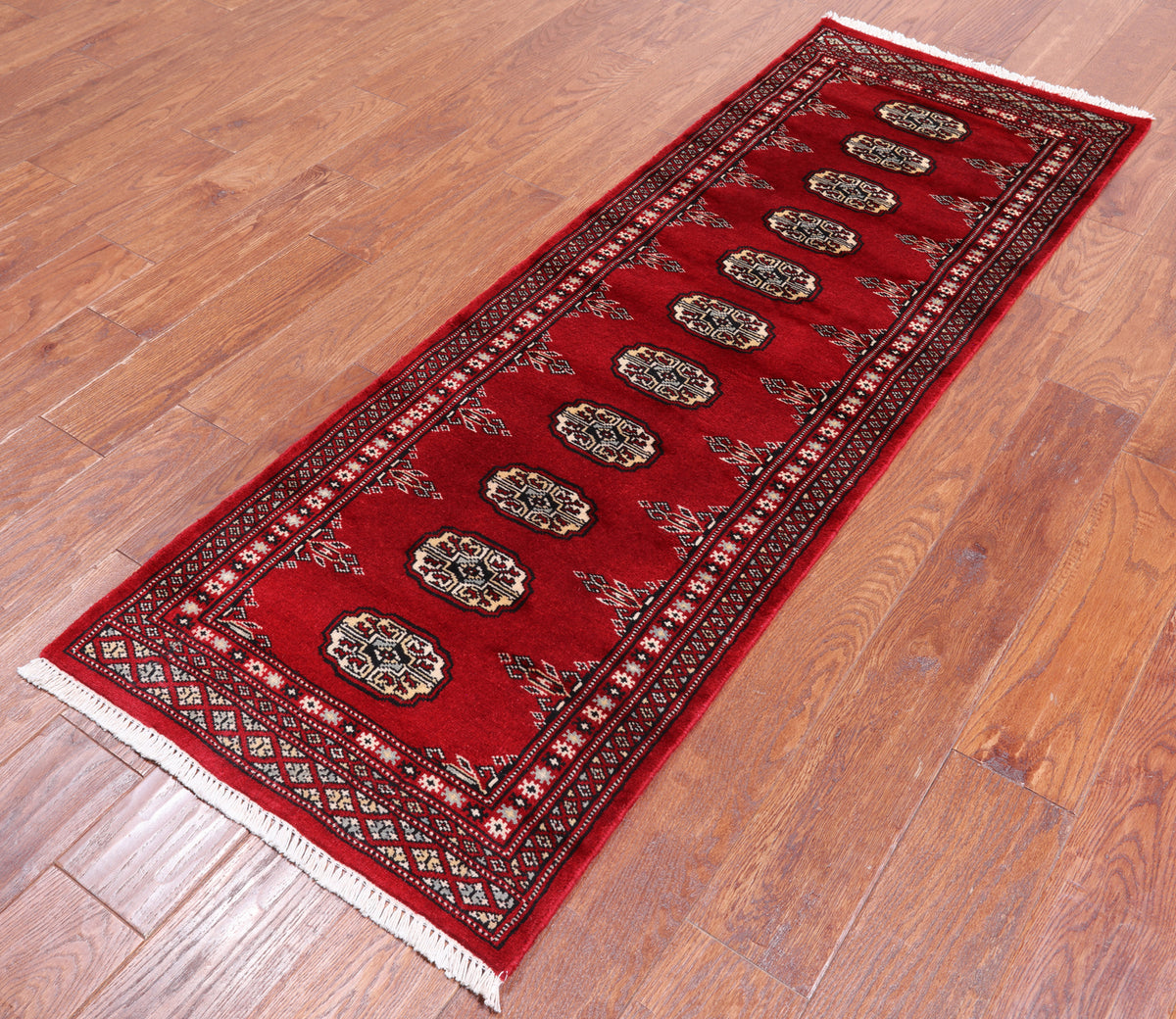 Red Bokhara Handmade Wool Runner Rug - 2' 0" X 6' 0"