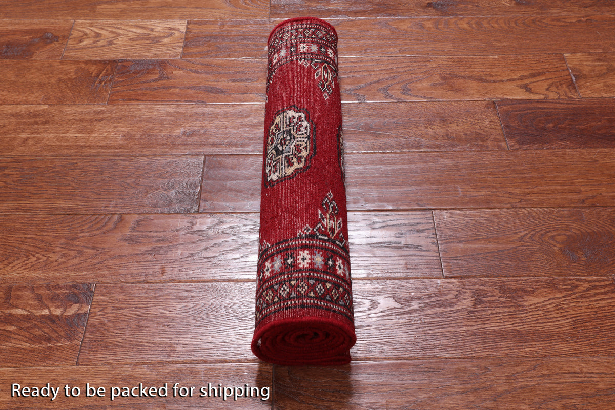 Red Bokhara Handmade Wool Runner Rug - 2' 0" X 6' 0"