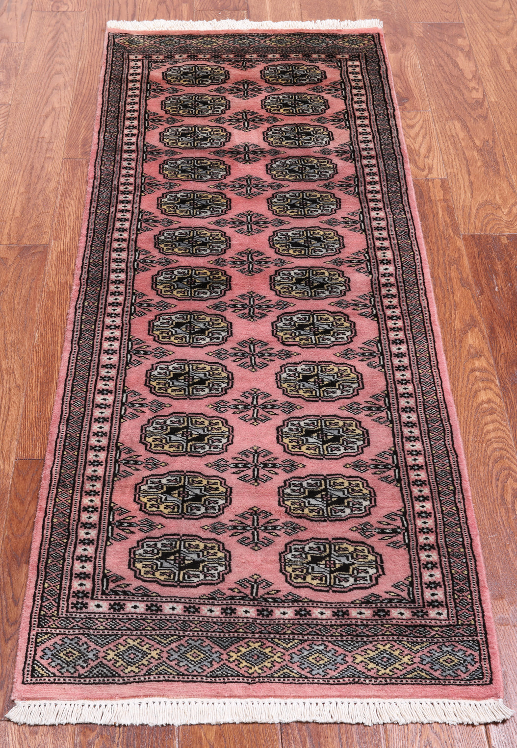 Pink Bokhara Handmade Wool Runner Rug - 2' 1" X 5' 4"