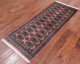 Pink Bokhara Handmade Wool Runner Rug - 2' 1" X 5' 4"