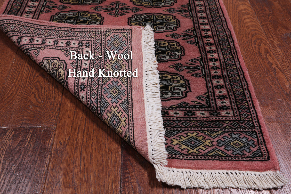 Pink Bokhara Handmade Wool Runner Rug - 2' 1" X 5' 4"