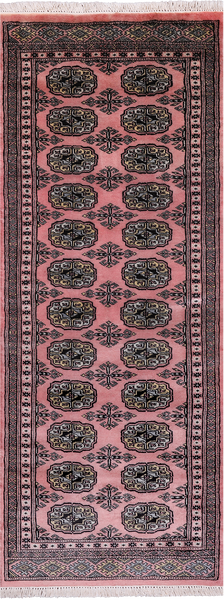 Pink Bokhara Handmade Wool Runner Rug - 2' 1" X 5' 4"