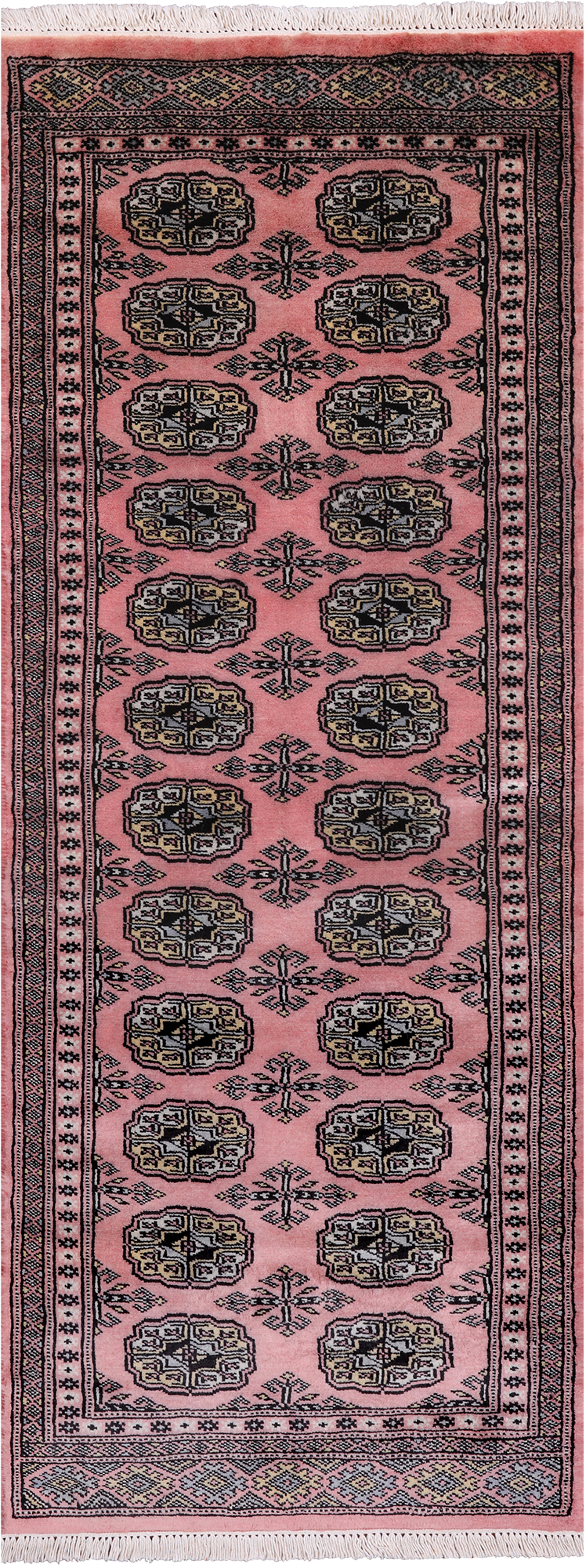 Pink Bokhara Handmade Wool Runner Rug - 2' 1" X 5' 4"