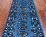 Blue Bokhara Hand-Knotted Wool Runner Rug - 2' 1" X 6' 0"