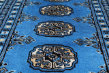 Blue Bokhara Hand-Knotted Wool Runner Rug - 2' 1" X 6' 0"