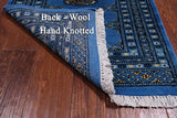 Blue Bokhara Hand-Knotted Wool Runner Rug - 2' 1" X 6' 0"