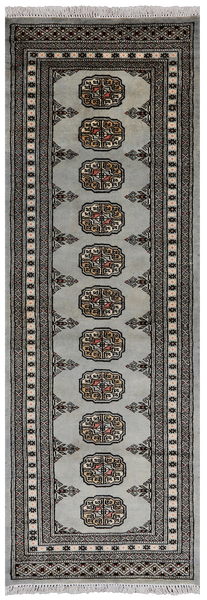 Grey Bokhara Handmade Wool Runner Rug - 2' 1" X 6' 1"