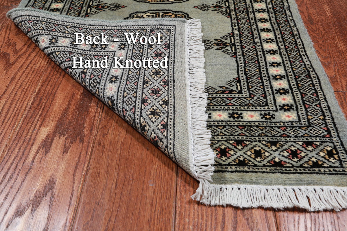 Grey Bokhara Handmade Wool Runner Rug - 2' 1" X 6' 1"