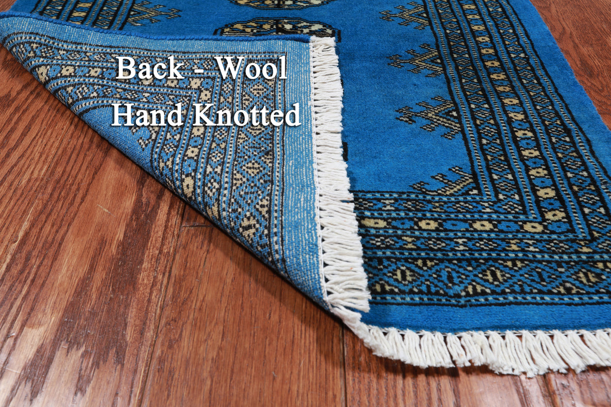 Blue Bokhara Handmade Wool Runner Rug - 2' 1" X 5' 11"