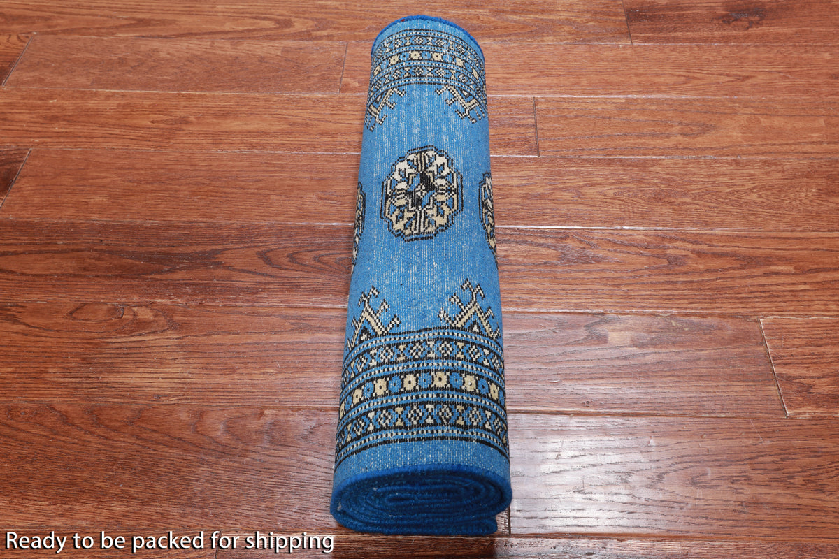 Blue Bokhara Handmade Wool Runner Rug - 2' 1" X 5' 11"