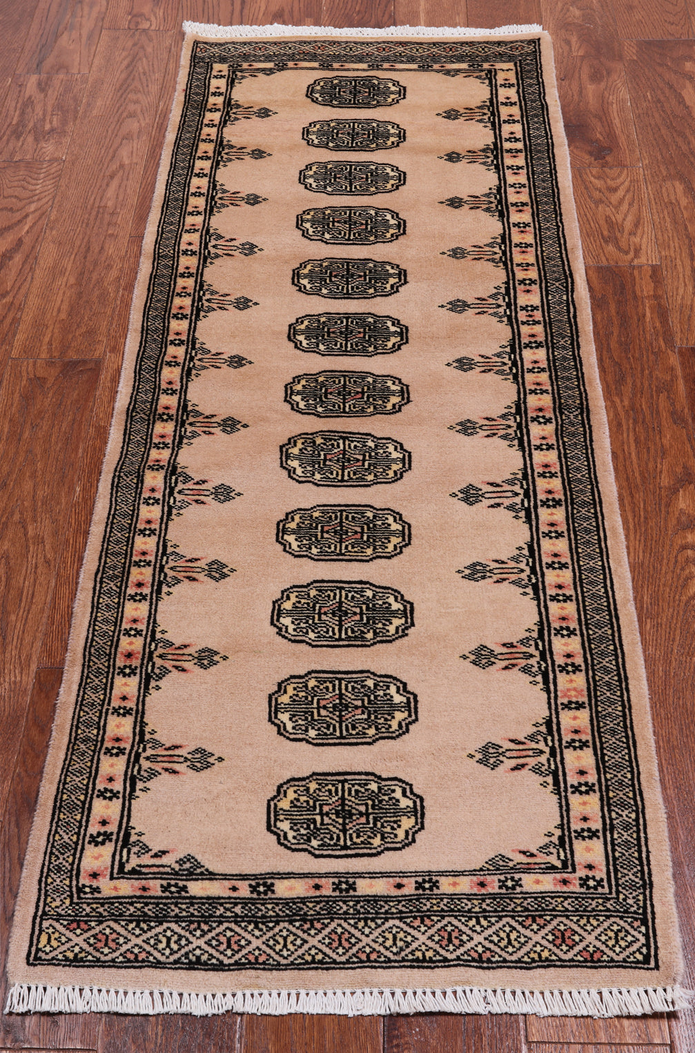 Ivory Bokhara Hand Knotted Wool Runner Rug - 2' 0" X 5' 5"