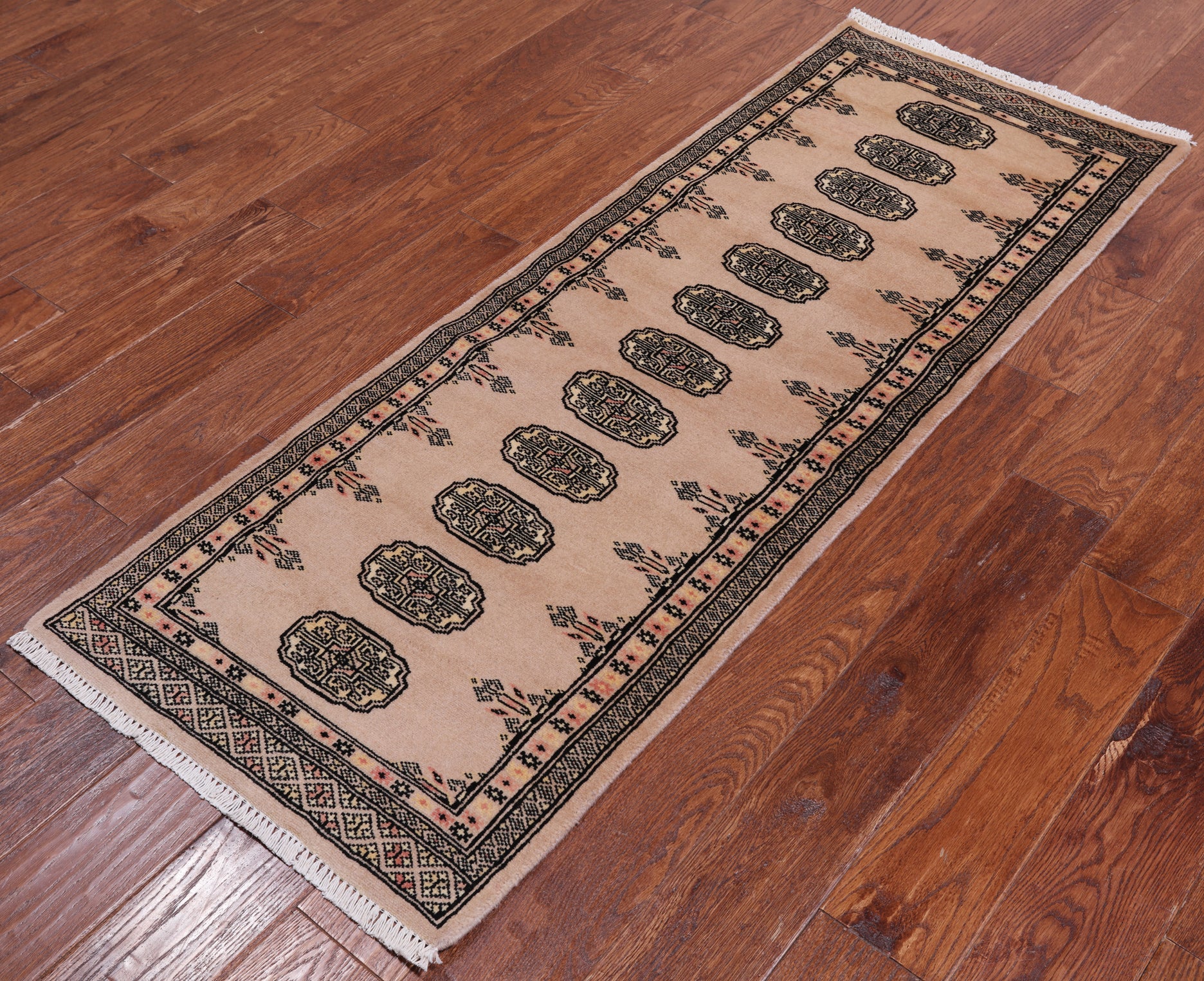 Ivory Bokhara Hand Knotted Wool Runner Rug - 2' 0" X 5' 5"