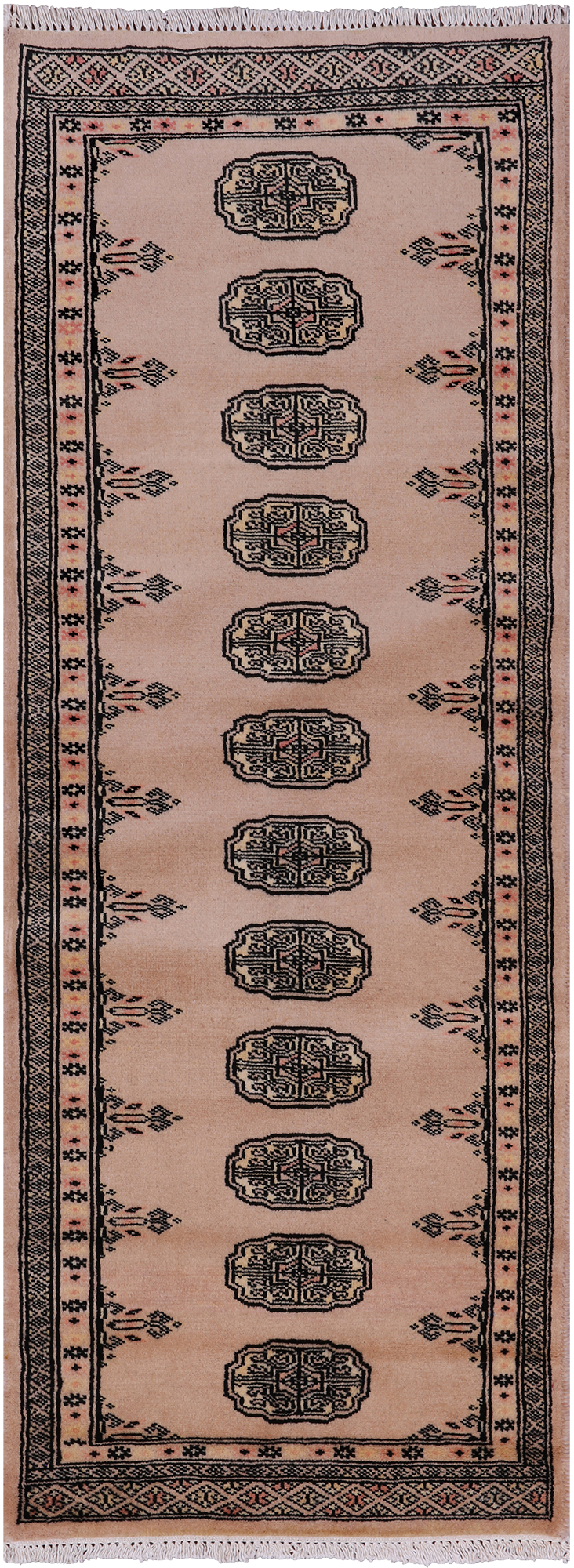 Ivory Bokhara Hand Knotted Wool Runner Rug - 2' 0" X 5' 5"