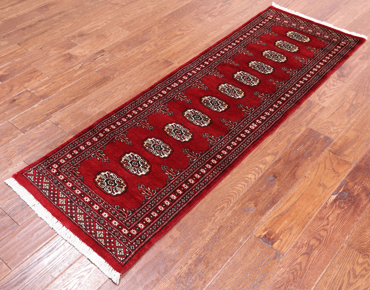 Red Bokhara Handmade Wool Runner Rug - 2' 0" X 6' 1"