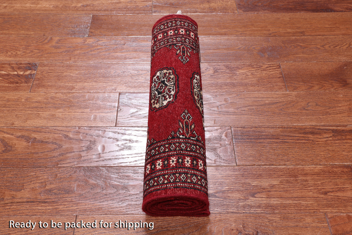 Red Bokhara Handmade Wool Runner Rug - 2' 0" X 6' 1"