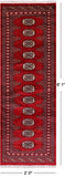 Red Bokhara Handmade Wool Runner Rug - 2' 0" X 6' 1"