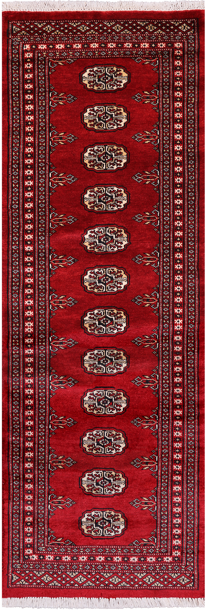 Red Bokhara Handmade Wool Runner Rug - 2' 0" X 6' 1"