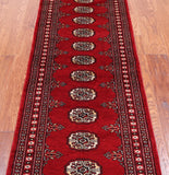 Red Bokhara Hand-Knotted Wool Runner Rug - 2' 1" X 5' 7"