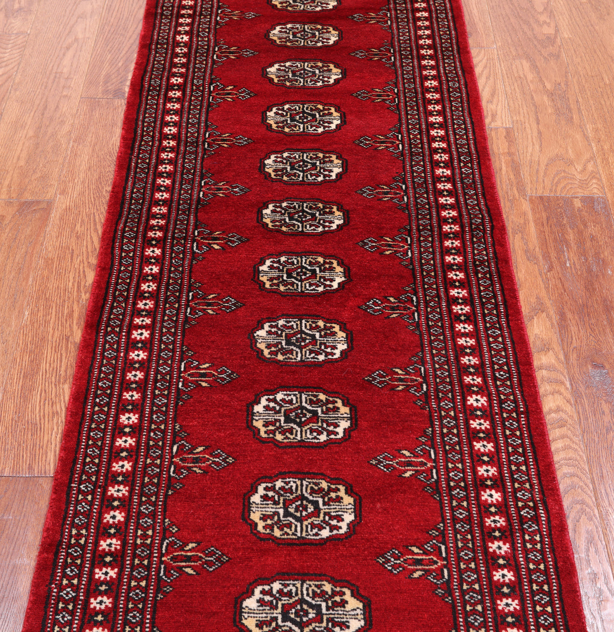 Red Bokhara Hand-Knotted Wool Runner Rug - 2' 1" X 5' 7"