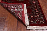 Red Bokhara Hand-Knotted Wool Runner Rug - 2' 1" X 5' 7"