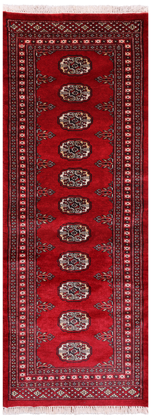 Red Bokhara Hand-Knotted Wool Runner Rug - 2' 1" X 5' 7"