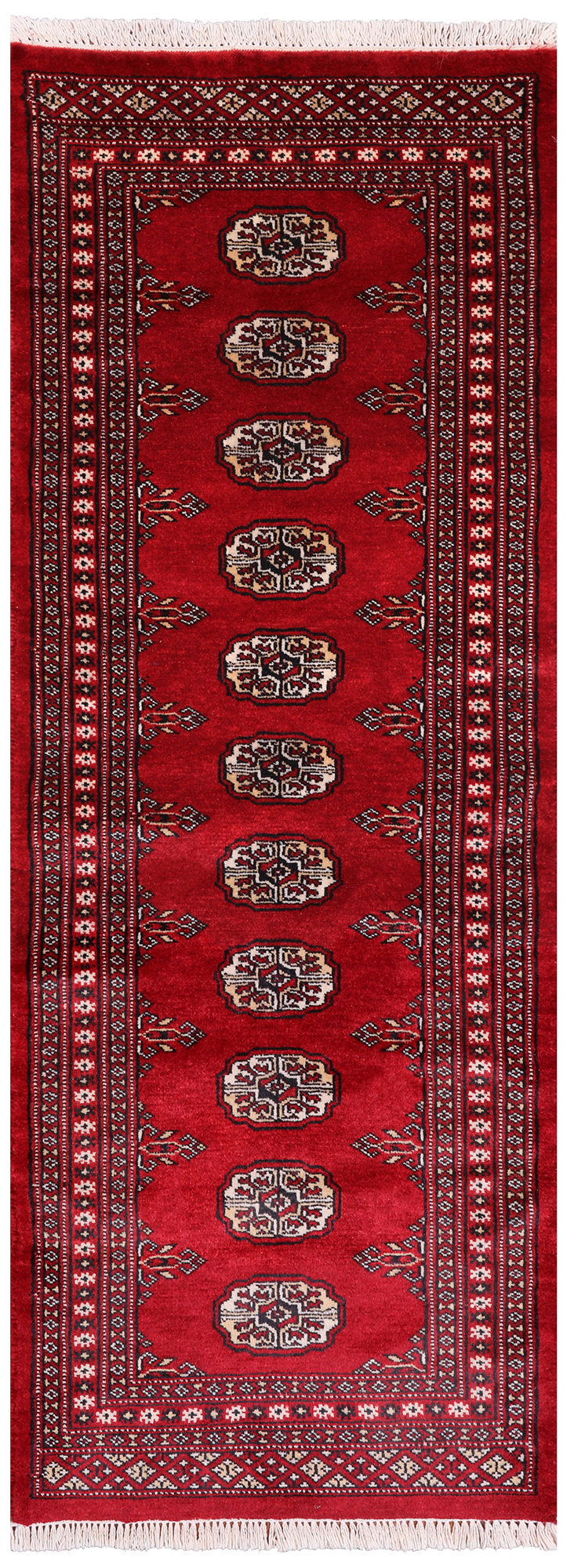 Red Bokhara Hand-Knotted Wool Runner Rug - 2' 1" X 5' 7"