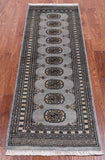 Grey Bokhara Hand Knotted Wool Runner Rug - 2' 0" X 5' 10"