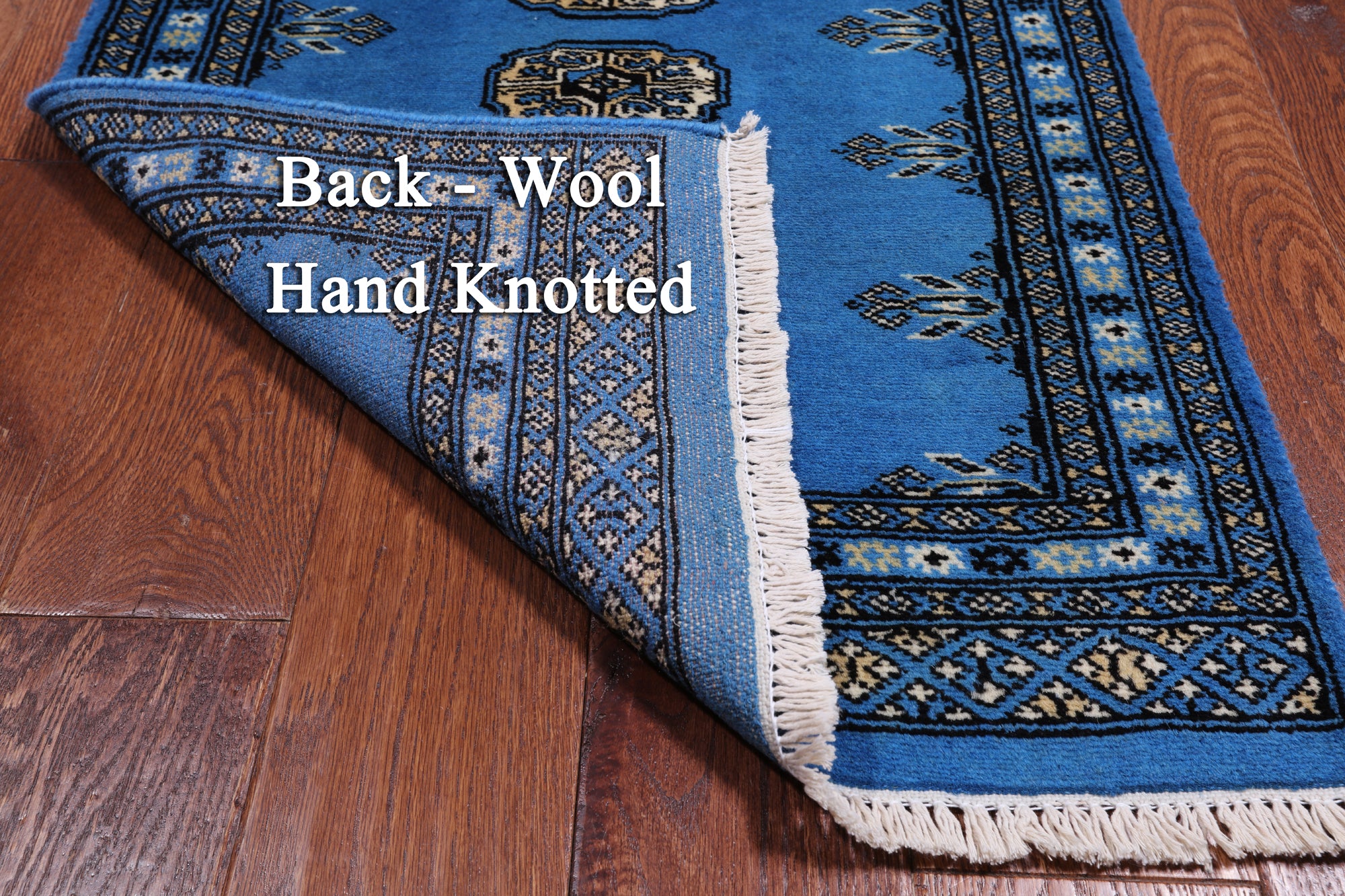 Blue Bokhara Hand-Knotted Wool Runner Rug - 2' 1" X 5' 8"