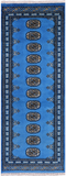 Blue Bokhara Hand-Knotted Wool Runner Rug - 2' 1" X 5' 8"