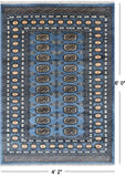 Blue Bokhara Hand Knotted Wool Rug - 4' 2" X 6' 0"