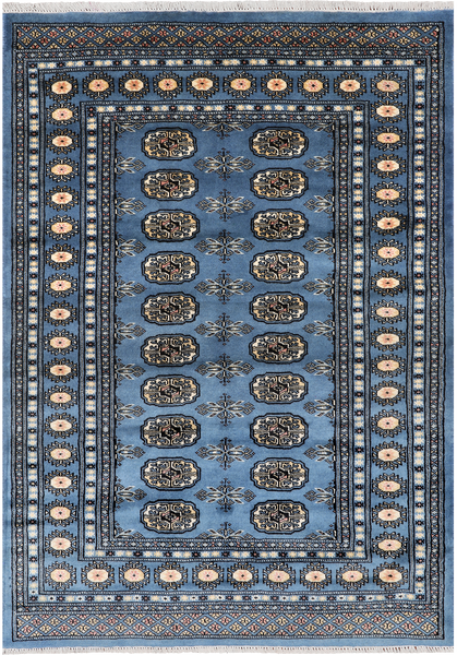 Blue Bokhara Hand Knotted Wool Rug - 4' 2" X 6' 0"