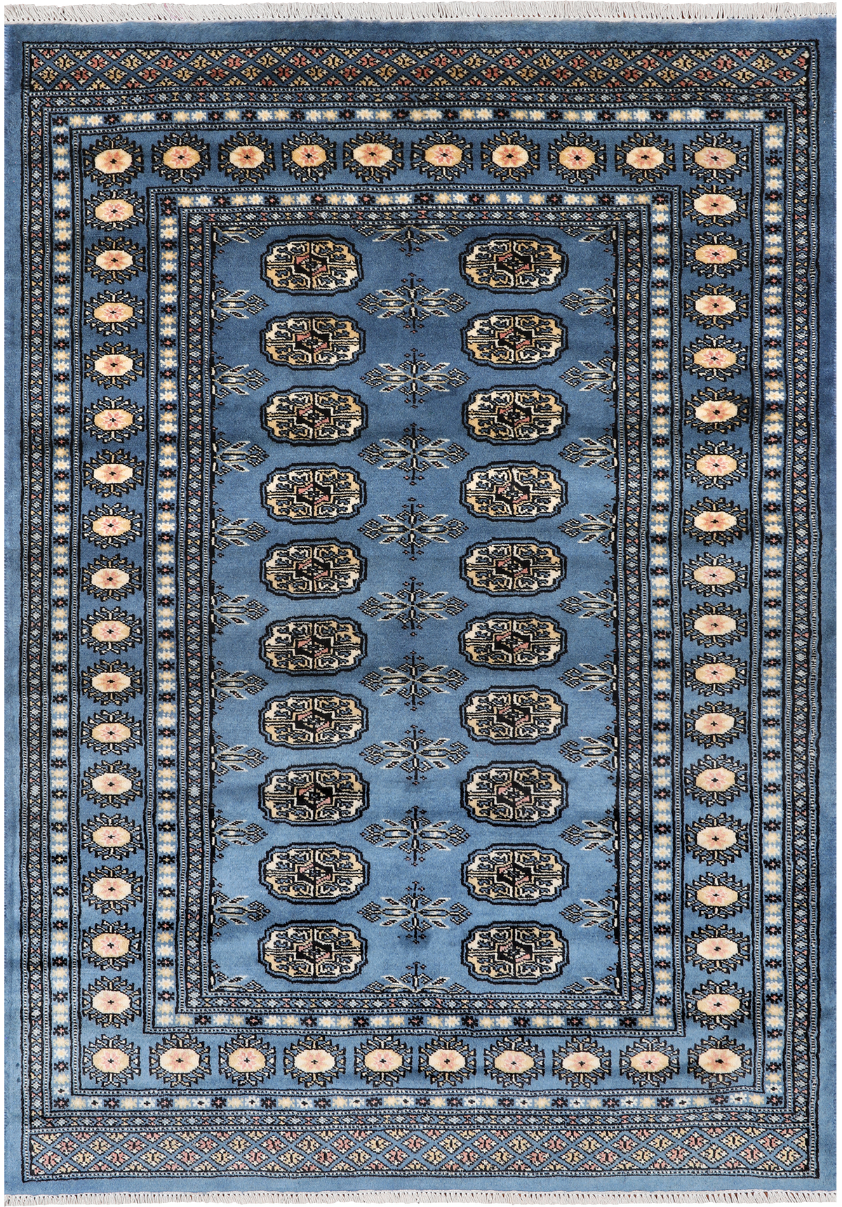 Blue Bokhara Hand Knotted Wool Rug - 4' 2" X 6' 0"