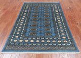 Blue Bokhara Hand Knotted Wool Rug - 4' 2" X 6' 0"