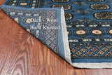 Blue Bokhara Hand Knotted Wool Rug - 4' 2" X 6' 0"