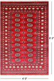 Red Bokhara Hand-Knotted Wool Rug - 4' 0" X 6' 2"