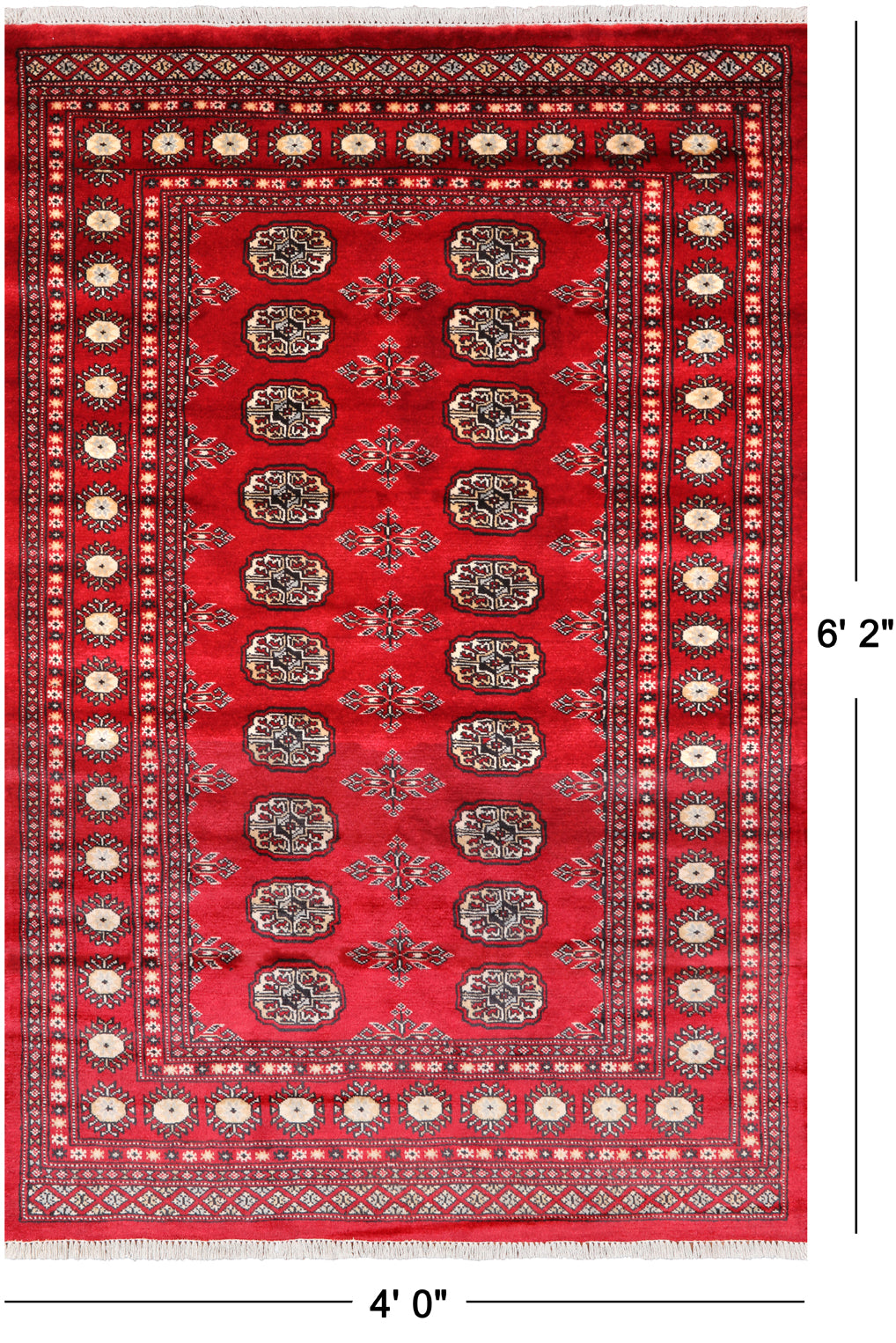 Red Bokhara Hand-Knotted Wool Rug - 4' 0" X 6' 2"