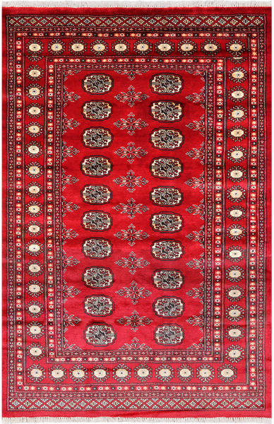 Red Bokhara Hand-Knotted Wool Rug - 4' 0" X 6' 2"